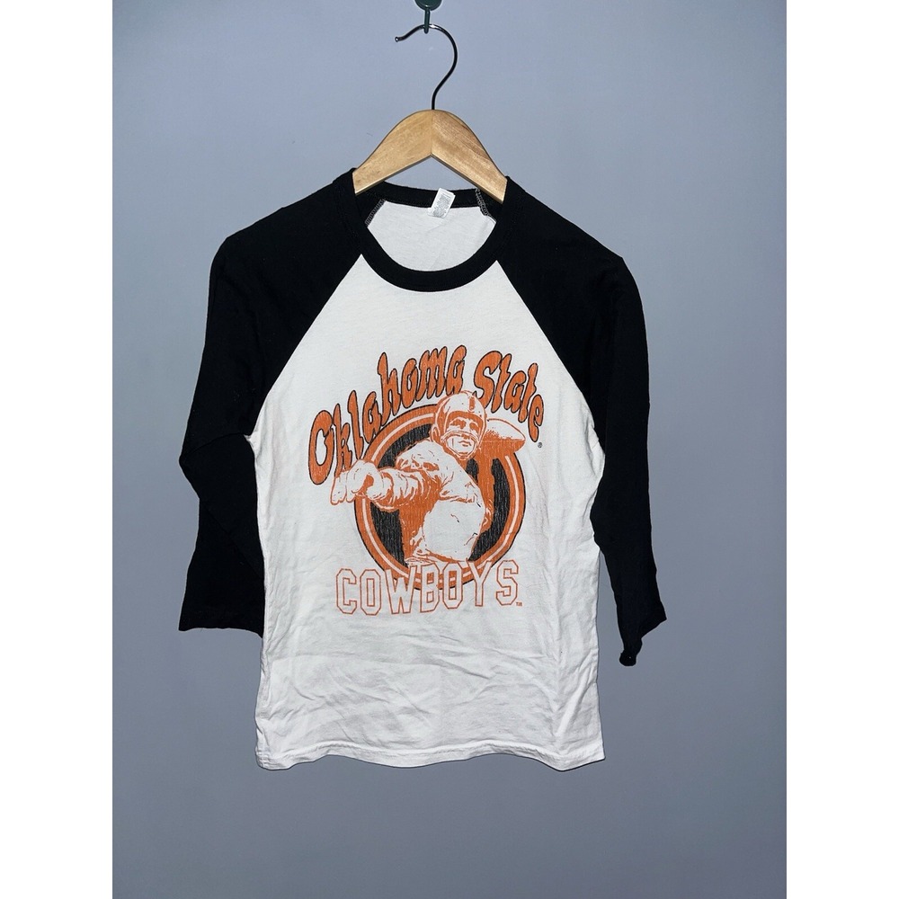 Oklahoma‎ State Cowboys Raglan T-Shirt Bella Canvas Small Black White
